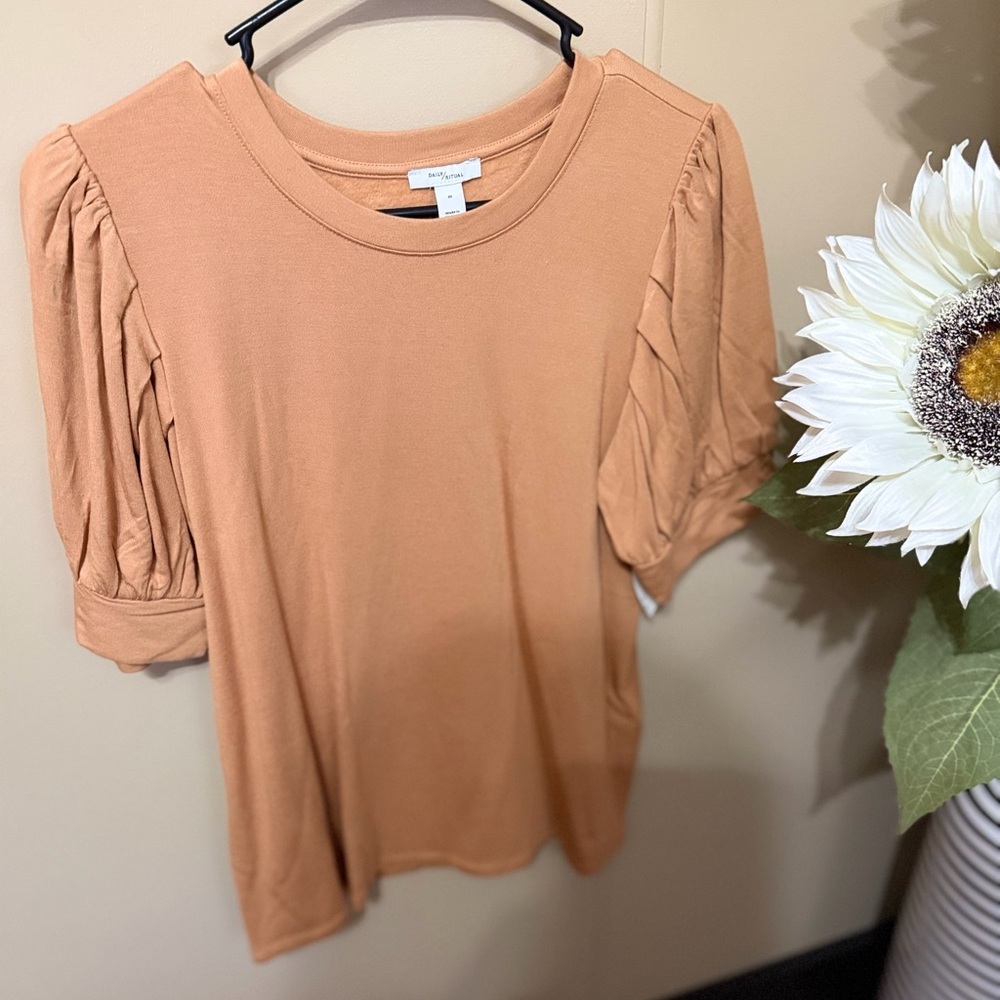 Daily Ritual Puff Sleeve Top - Brown